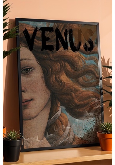 Saturn Venüsün Doğuşu Çerçeveli Tablo Urban Art Venüs Tablosu Modern Cafe Duvar Dekorasyonu Altered Art