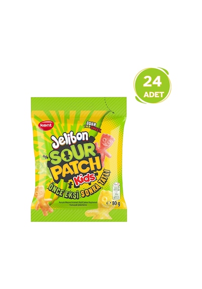 Kent Jelibon Sour Patch Kids Karışık Meyve Aromalı Şekerleme 24 x 80 G
