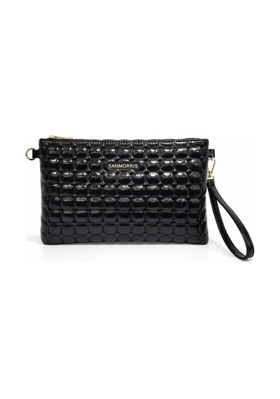 Sanmorris Kadın Suni Deri Ayarlanabilir Çapraz Ve El Askılı Portföy, Clutch Çanta S-1424 Siyah - Siyah