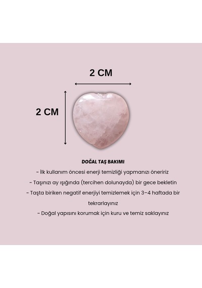 Doğal Taş - Pembe Kuvars Kalp Kolye Açık Pembe