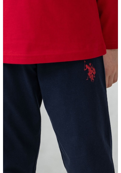 U.s. Polo Assn.%100 Pamuk 2635 Baskılı Uzun Kol Erkek Çocuk Pijama Takımı Kırmızı