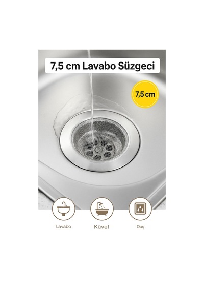 7.5 Cm Lavabo Süzgeci Paslanmaz Çelik - Tel Süzgeç Paslanmaz Çelik 1 Cn Evet Elde Yıkanmalıdır. Pasl Diğer