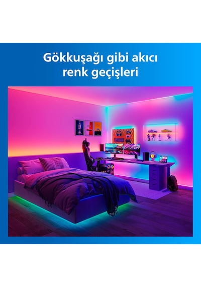 Philips Smart Lighting Rgbıcww Led Şerit 3 M Type-c - Google Home, Alexa, Homekit Ve Matter U Beyaz