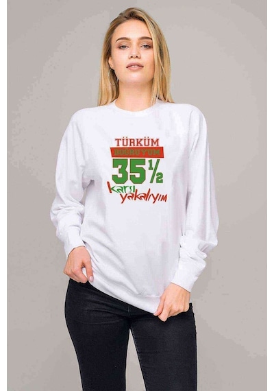Türküm Doğruyum Karşıyakalıyım Izmir 35,5 Baskılı Beyaz Kadın Sw