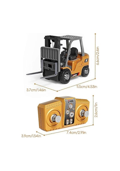 Şarjlı Mini Metal Forklift Uzaktan Kumandalı - Kumandadan Hareketli, Gerçekçi İnşaat Deneyimi Sarı