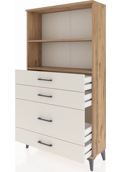 Arges Dolap 2 Raflı 4 Çekmeceli 88x30x163 Çam-aytaşı Çam