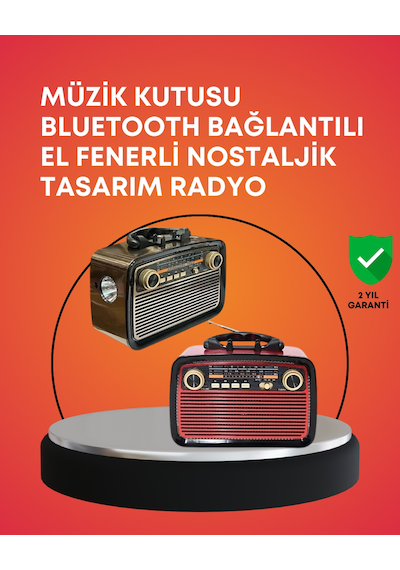 Nostaljik Radyo Görünümlü Bluetooth Hoparlör Fm/am Yayın Kablosuz Bağlantı Şarj Edilebilir