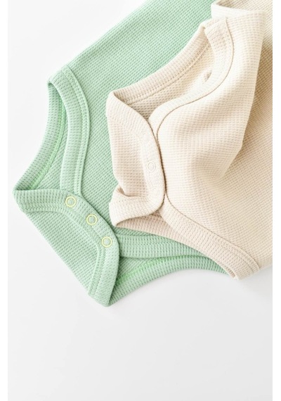 Rebebe Babycosy Organik 2 Li Askılı Badi - Csyw1000 - Rebebe Yeşil - Krem
