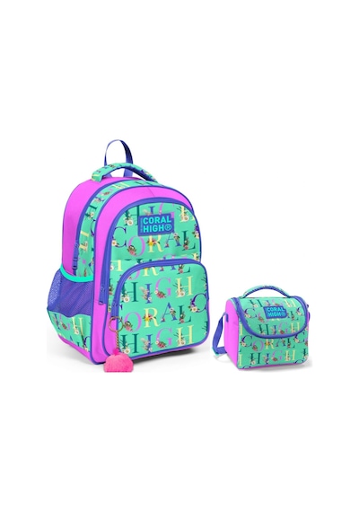 Coral High Yeşil Pembe Kız Çocuk İlkokul Çantası Ve Beslenme Çantası Seti
