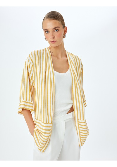Koton 3/4 Geniş Kol Cepli Çizgili Viskon Kimono Hardal Çizgili 5sak50048pw Hardal Çizgili Çok Renkli Koton 3/4 Geniş Kol Cepli Çizgili Viskon Kimono Hardal Çizgili 5sak50048pw Hardal Çizgili Çok Renkli