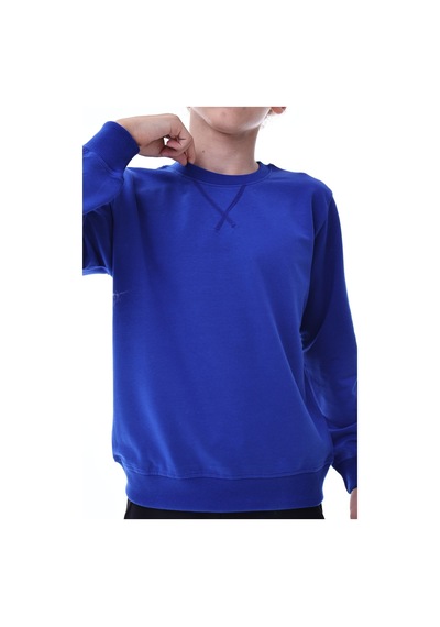 Mavi Erkek Çocuk Sweatshirt Rahat Kalıp Pamuklu İki İplik Kumaş Mavi