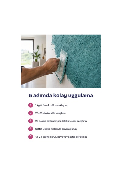 Depka Pamuk Sıva Dp46 2 Kg 7-8 M² İpek Sıva Alternatifi Isı Ve Ses Yalıtımlı Dekoratif Sıva