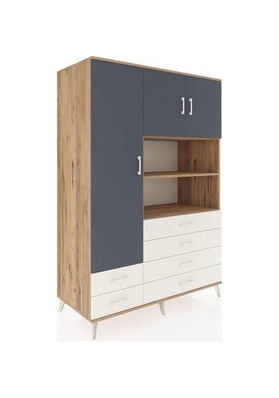 Kronos Dolap 8 Raflı 6 Çekmeceli 3 Kapaklı 132x59x195 Çam-ant... Çam