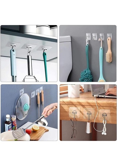 10 Adet Güçlü Yapışkanlı Şeffaf Duvar Askısı Suya Dayanıklı Banyo Şeffaf