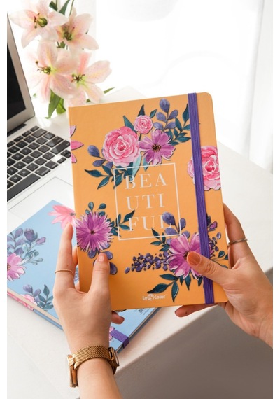 Çiçekli Defter Kareli Sarı 17x24 Cm