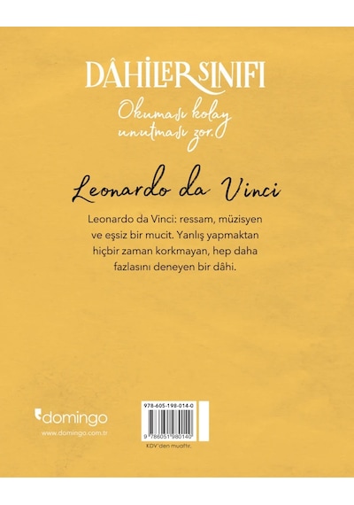 Dahilerin Sınıfı - Leonardo Da Vinci Zamanın Ötesinde Bir Beyin - Davide Morosinotto - Domingo Yayınevi