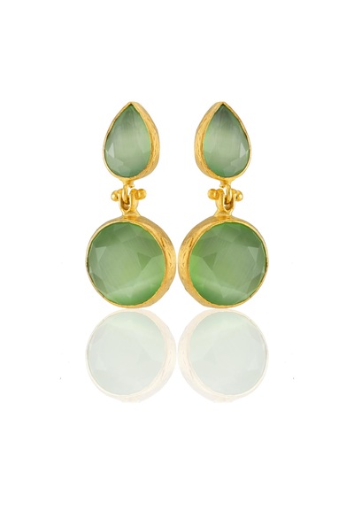 Kadir Jewellery 22 Ayar Altın Kaplama Vintage Küpe -el İşçiliği Ve Hipoalerjenik Küpe Açık Yeşil 65270184