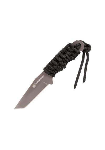Smith Wesson Paracord Neck Knife Gray Plain Tanto Fixed Boyun Kamp Bıçağı Sw910tamcp Siyah
