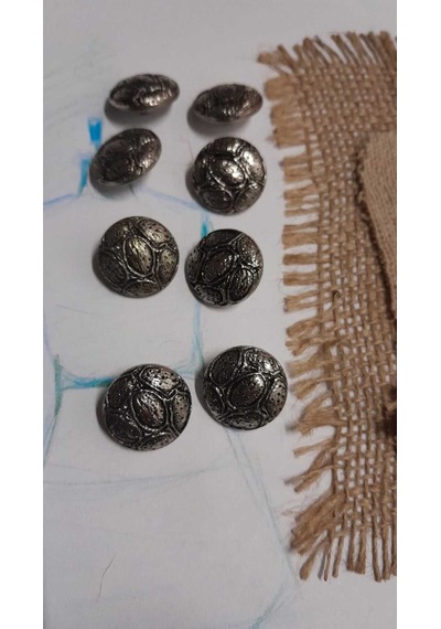 Metalize Abs Antikgümüş Kaplama Dügme 26 Boy 16 Mm 8 Adet