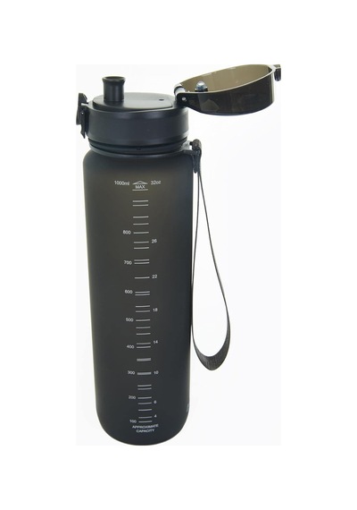 Büyük Boy 28 Cm 1000 Ml 1 Litre Tritan Su Matarası 14 Renk Fiftyfifty Softtouch Siyah