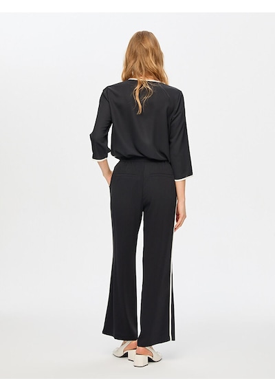 Faik Sönmez Wide Leg Fit Renk Bloklu Pantolon S26pnt020 Us26pnt02010 Siyah