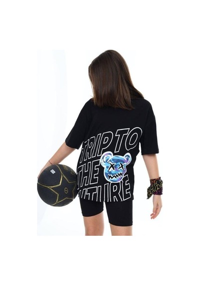 Ekkokids Çocuk Trip Baskılı Tshirt-14548 Siyah