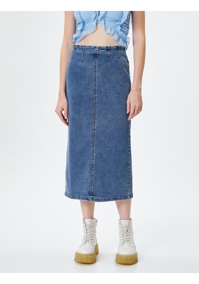 Koton Midi Kot Etek Arkadan Yırtmaç Detaylı Esnek Pamuklu Koyu İndigo 4wal70015md Dark Indigo Koton Midi Kot Etek Arkadan Yırtmaç Detaylı Esnek Pamuklu Koyu İndigo 4wal70015md Dark Indigo