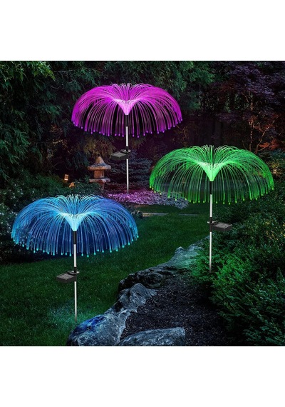 Coverzone Solar Bahçe Lambası 2 Adet, Ent 85 Cm Rgb Renk Değiştiren Solar Çim Lambası, Fiber Optik Dekoratif Dış Mekan Aydınlatma, Otomatik Açma Kapama S51
