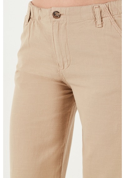 Lela Pamuklu Standart Fit Yüksek Bel Geniş Paça Bayan Pantolon 668Yp5193 Camel
