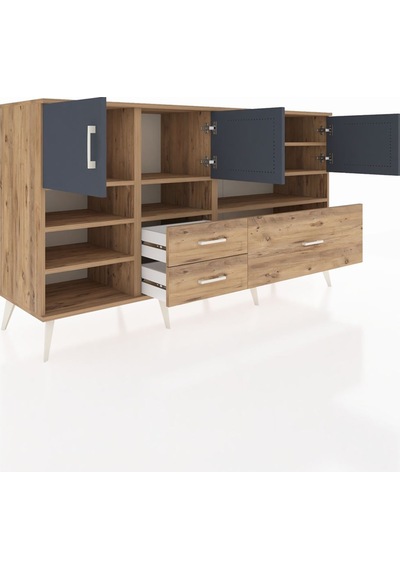 Hyperion Konsol 8 Raflı 3 Çekmeceli 4 Kapaklı 176x44x99 Çam-antra Çam-antrasit/çam Hyperion Konsol 8 Raflı 3 Çekmeceli 4 Kapaklı 176x44x99 Çam-antra Çam-antrasit/çam