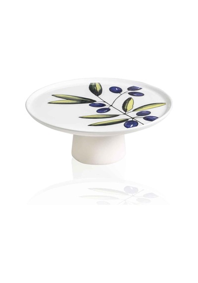 The Mia Olivos Ayaklı Servis Tabağı 10x26 Cm Çok Renkli