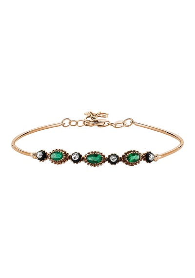 Sirius Elmas Ve Oval Zümrüt Taşlı Bileklik  0883B0001
