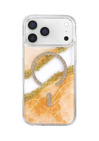 Onegif Apple Uyumlu iPhone 17 Pro Max/18 Pro Max Lotus Simli Magsafe Kapak - Turuncu