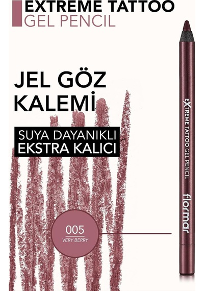 Mat Kalıcı Göz Kalemi Bordo - Extreme Tattoo Gel Pencil - 005 Very Berry - 8682536028875 Belirtilmemiş