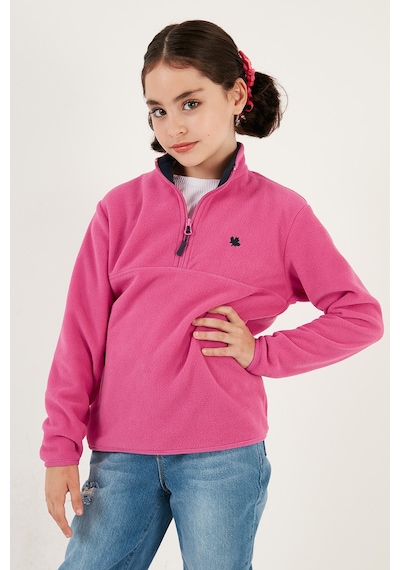 Lela Yumuşak Dokulu Fermuarlı Dik Yaka Şardonlu Kışlık Unisex Çocuk Polar 5905002 Fuşya