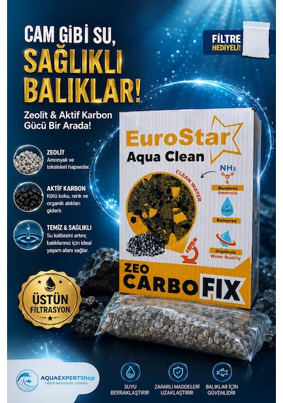 Eurostar Akvartum Filtre Malzemesi - Zeo Karbon 500 Ml - File Hediyeli - Zeolit Ve Karbon Karışımı - Su Berraklaştırıcı