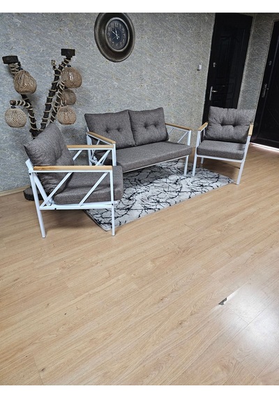 Beyaz Boyalı Bahçe - Balkon - Mutfak Çay Seti Takımı Bahçe Koltuk 001
