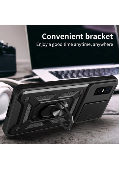 Caseonn Infinix Gt 30 Pro Kılıf Sürgülü Kamera Korumalı Yüzüklü Mıknatıslı Tank Kapak Lacivert