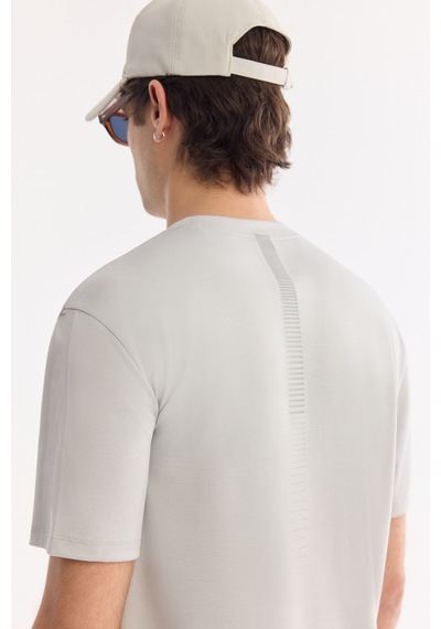 Avva Erkek Açık Gri Bisiklet Yaka Bi-stretch Kırışmaz Baskılı Regular Fit T-shirt B001040