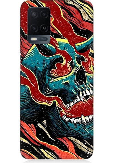 Oppo A54 Uyumlu Silikon Kılıf Devil Skull Şeytan Kafatası