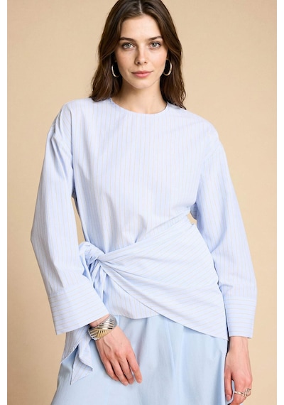 Defacto Regular Fıt Poplin Uzun Kollu Tunik H1876ax26smbe745 Mavi-be745