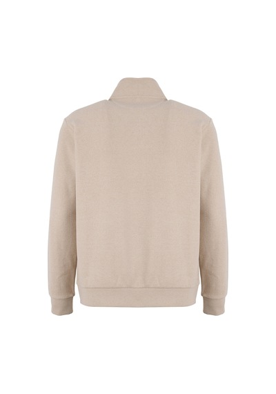 Mustang Bej Erkek Fermuarlı Basic Nakışlı Sweatshirt M6wm-swt1591