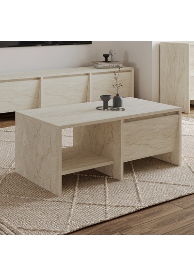 Laris Kapaklı Orta Sehpa 90 Cm Modern Tasarım Traverten