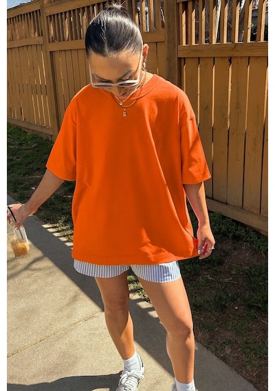 Düz Unisex Tshırt 3q6 Turuncu