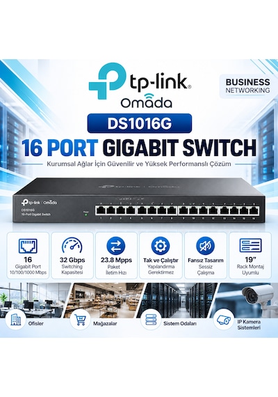 Tp-lınk Omada 16 Port 10/100/1000 Rackmount Yonetılemez Swıtch