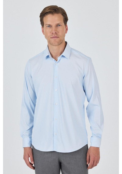 İmza Beyaz Sert Yaka Cepsiz Gabardin Uzun Kol Slim Fit Esnek Gömlek 1004250229 Beyaz