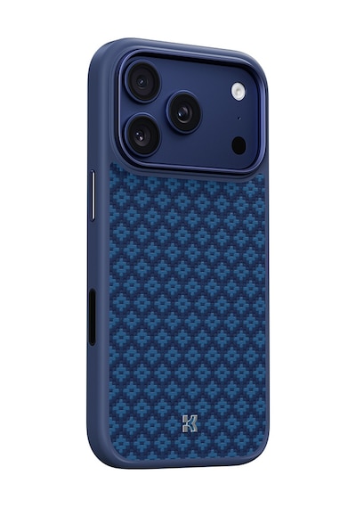 Apple Uyumlu iPhone 17 Pro  Kılıf M-safe Şarj Özellikli Benks Armorpro Armorgrid Serisi Kevlar Kapak Mavi Mavi