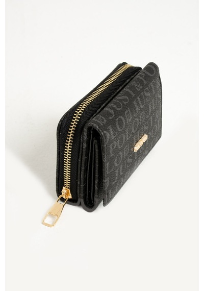 Just Polo Kadın Bol Kartlıklı Kağıt Para Bölmeli Cüzdan 12cmx10cm Pbu02 Siyah