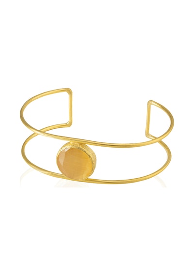 Kadir Jewellery 22 Ayar Altın Kaplama Zirkon Taşlı Ayarlanabilir Vintage Bilezik Sarı