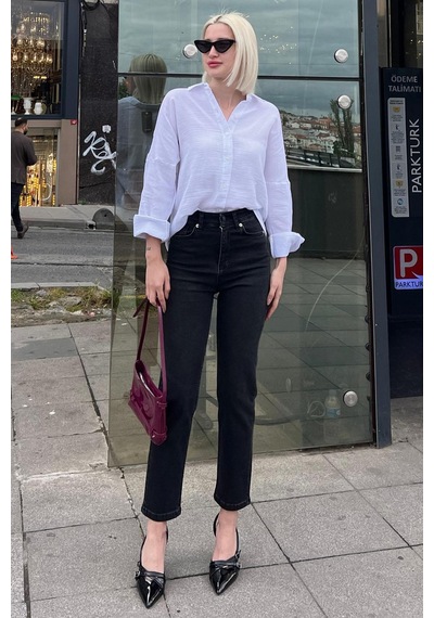 Madmext Siyah Slim Fit Kadın Mom Jean Mg1738-siyah Siyah